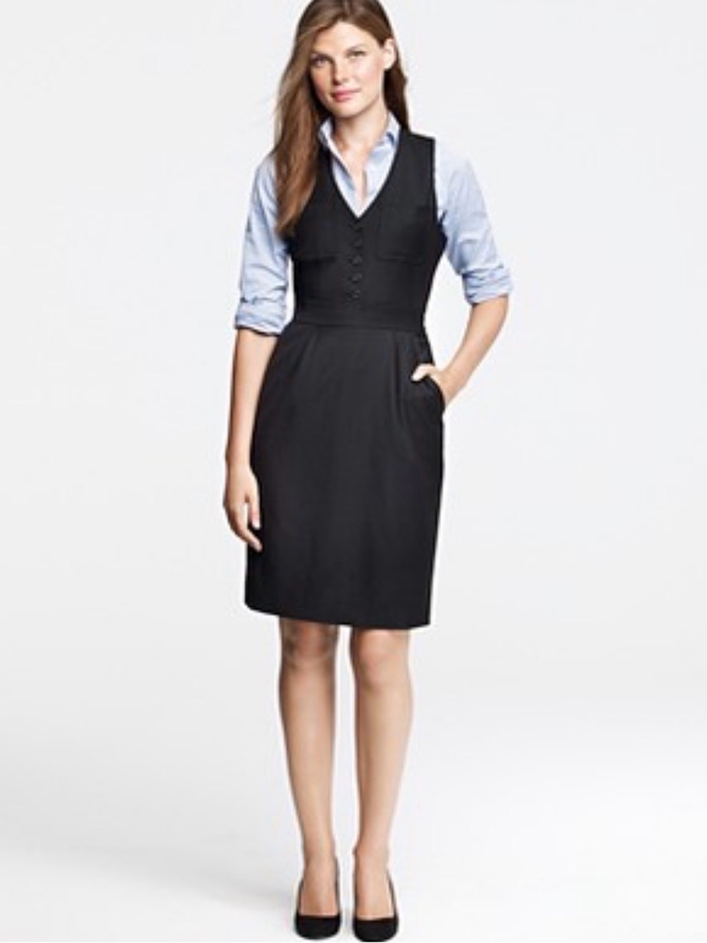 J. Crew Super 120s 100% wool black suit vest style dress women’s 8 m medium